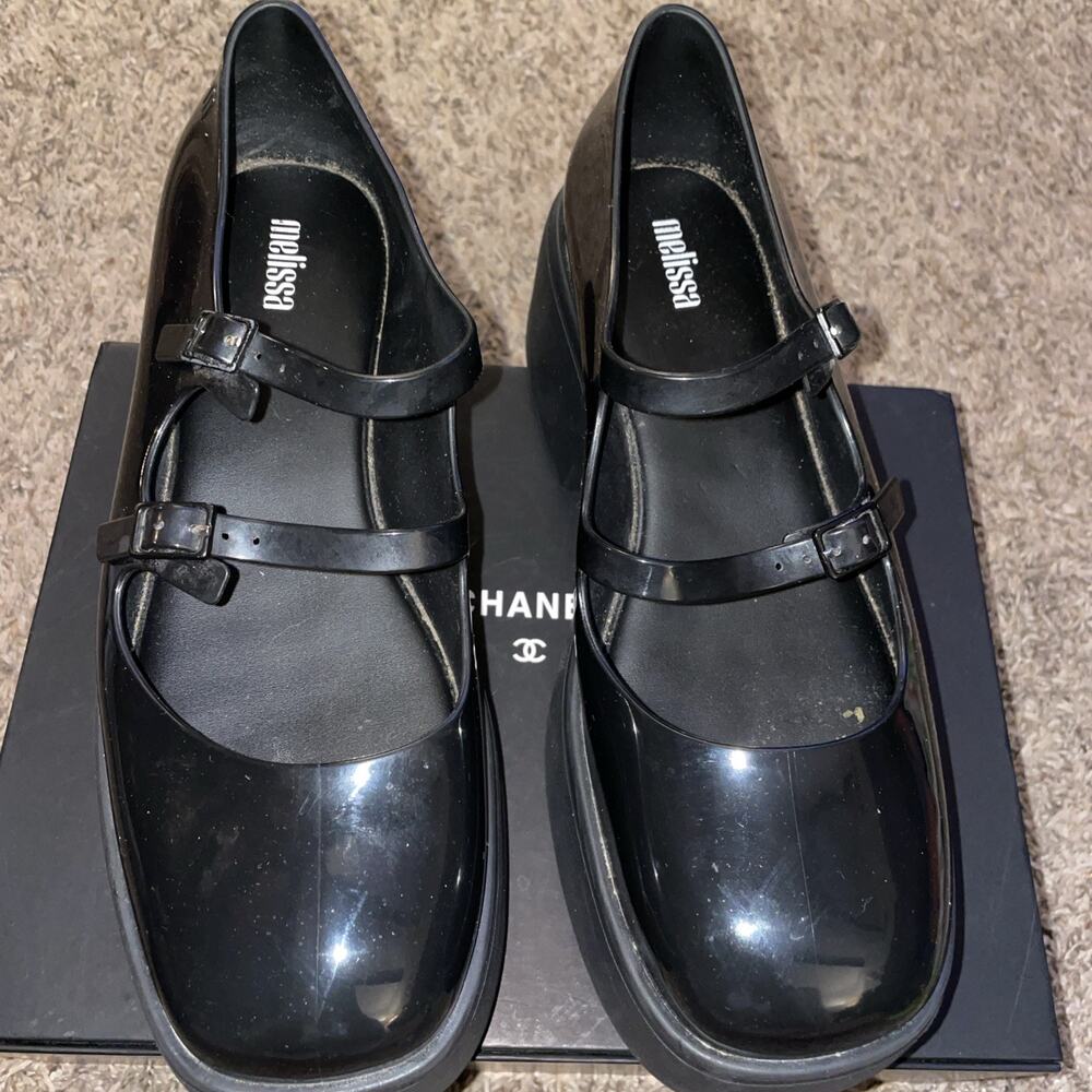 Melissa Farah Platform Black Mary Jane Shoes Size 9